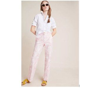 Jamie Trousers from Anthropologie in Pink Motif - Size 8